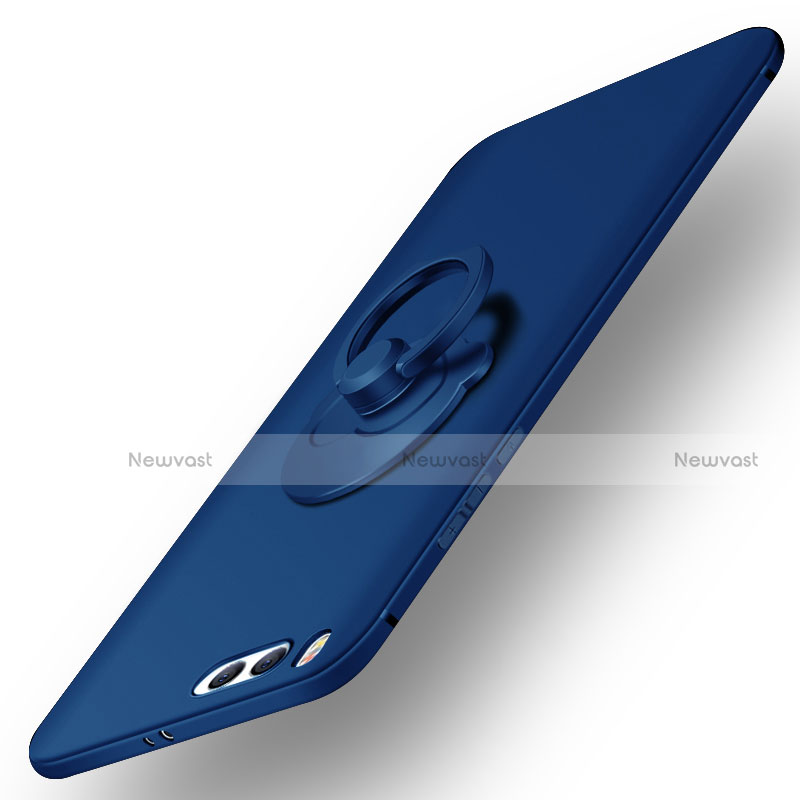 Hard Rigid Plastic Matte Finish Snap On Case with Finger Ring Stand R01 for Xiaomi Mi 6 Blue