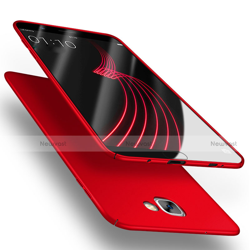 Hard Rigid Plastic Matte Finish Snap On Case with Magnetic Finger Ring Stand for Samsung Galaxy A9 Pro (2016) SM-A9100 Red