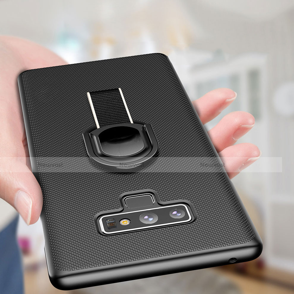 Hard Rigid Plastic Matte Finish Snap On Case with Magnetic Finger Ring Stand for Samsung Galaxy Note 9 Black