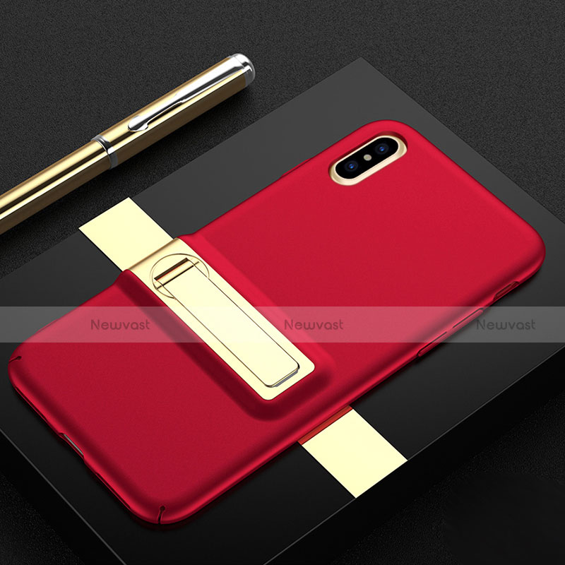 Hard Rigid Plastic Matte Finish Snap On Case with Stand for Apple iPhone X Red