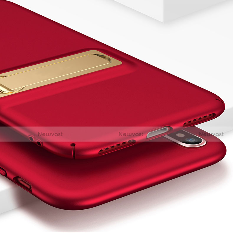 Hard Rigid Plastic Matte Finish Snap On Case with Stand for Apple iPhone X Red