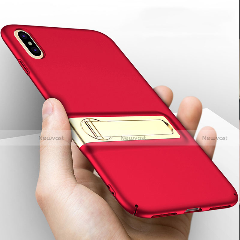 Hard Rigid Plastic Matte Finish Snap On Case with Stand for Apple iPhone Xs Max Red