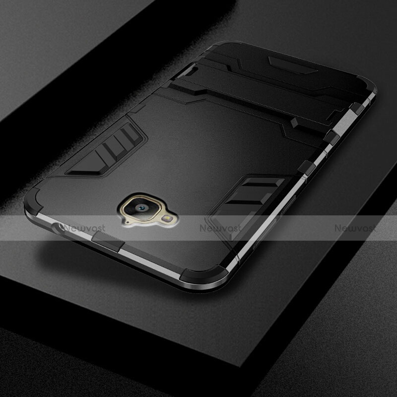 Hard Rigid Plastic Matte Finish Snap On Case with Stand for Huawei Enjoy 5 Black