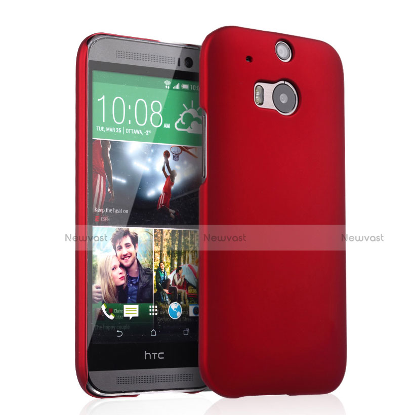 Hard Rigid Plastic Matte Finish Snap On Cover for HTC One M8 Red