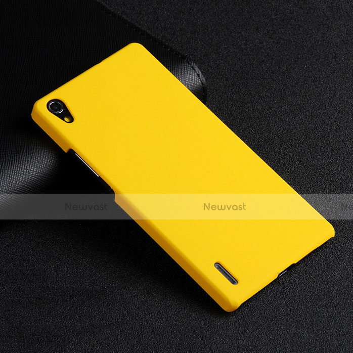 Hard Rigid Plastic Matte Finish Snap On Cover for Huawei P7 Dual SIM Yellow