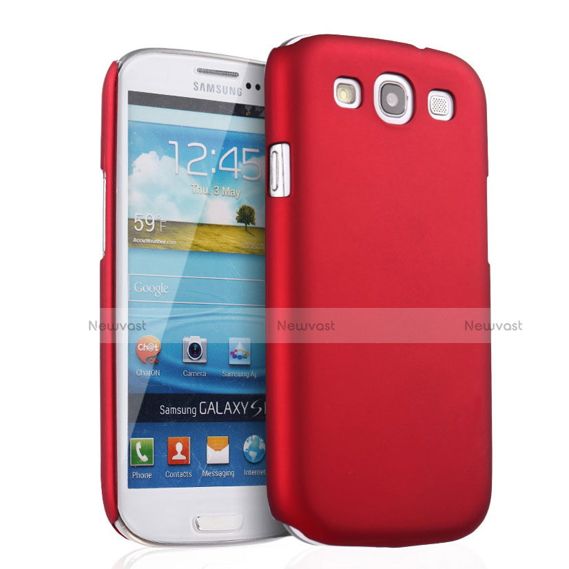Hard Rigid Plastic Matte Finish Snap On Cover for Samsung Galaxy S3 III LTE 4G Red