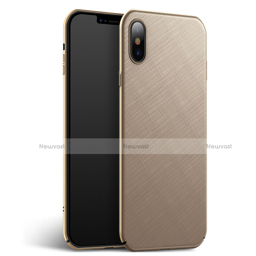 Hard Rigid Plastic Matte Finish Twill Cover for Apple iPhone X Gold