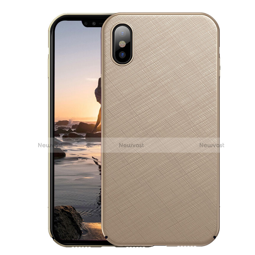 Hard Rigid Plastic Matte Finish Twill Cover for Apple iPhone Xs Gold