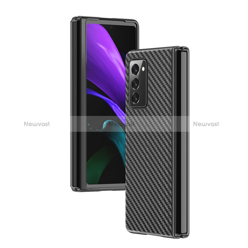 Hard Rigid Plastic Matte Finish Twill Snap On Case Cover for Samsung Galaxy Z Fold2 5G Black