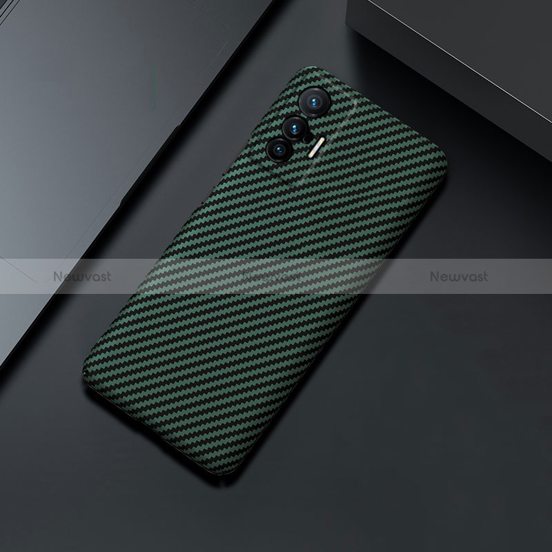 Hard Rigid Plastic Matte Finish Twill Snap On Case Cover for Vivo X70 5G Green