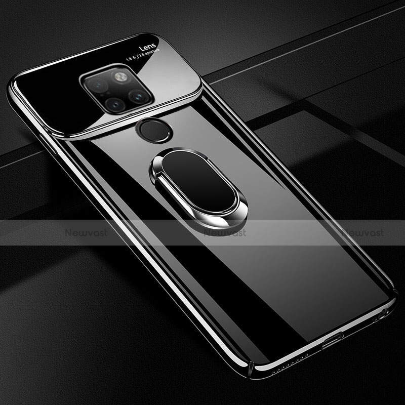 Hard Rigid Plastic Mirror Cover Case 360 Degrees Magnetic Finger Ring Stand for Huawei Mate 20 Black