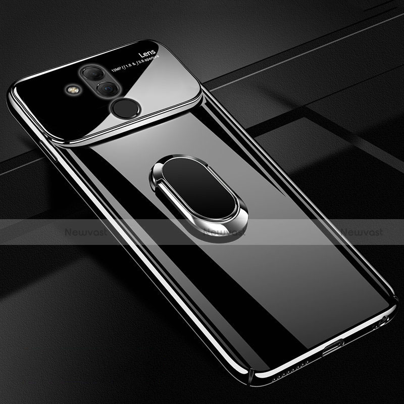 Hard Rigid Plastic Mirror Cover Case 360 Degrees Magnetic Finger Ring Stand for Huawei Mate 20 Lite Black