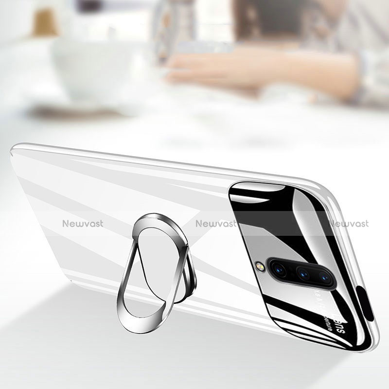 Hard Rigid Plastic Mirror Cover Case 360 Degrees Magnetic Finger Ring Stand for OnePlus 7 Pro