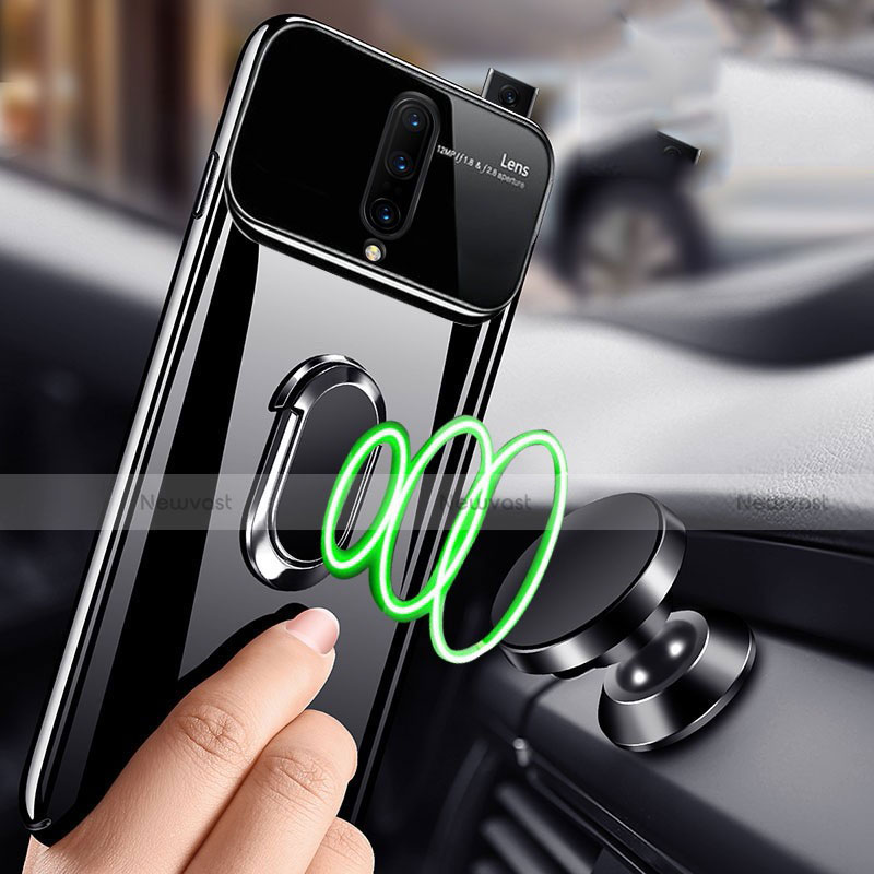 Hard Rigid Plastic Mirror Cover Case 360 Degrees Magnetic Finger Ring Stand for OnePlus 7 Pro