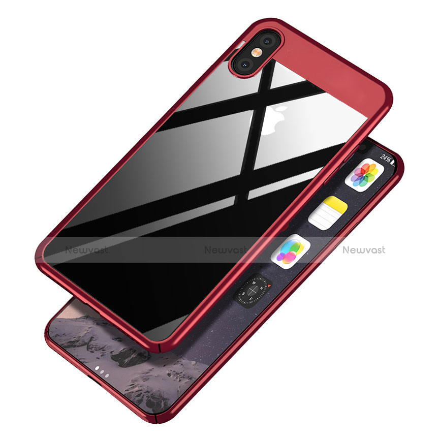 Hard Rigid Plastic Mirror Snap On Case M01 for Apple iPhone Xs Red