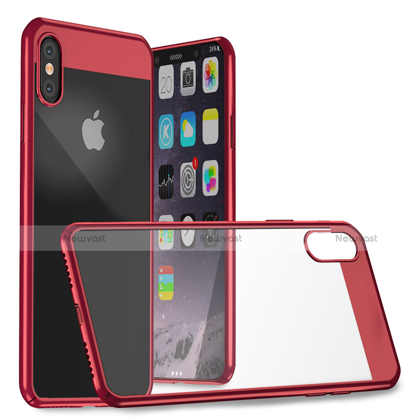 Hard Rigid Plastic Mirror Snap On Case M01 for Apple iPhone Xs Red