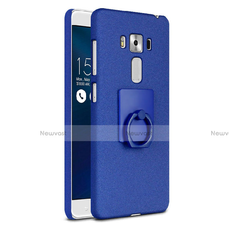 Hard Rigid Plastic Quicksand Cover with Finger Ring Stand for Asus Zenfone 3 Laser Blue