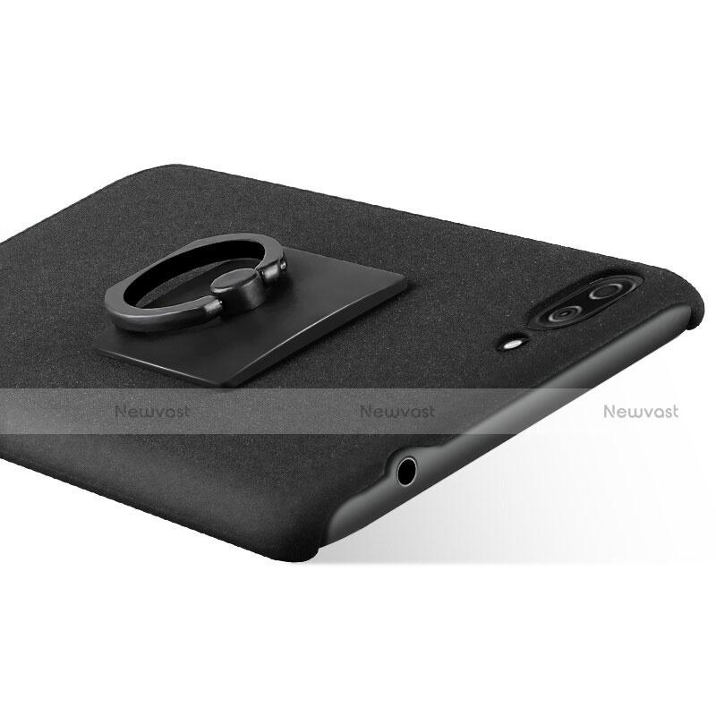 Hard Rigid Plastic Quicksand Cover with Finger Ring Stand for Asus Zenfone 4 Max ZC554KL Black
