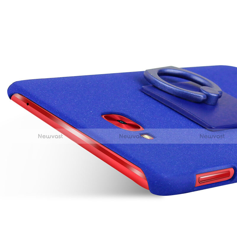Hard Rigid Plastic Quicksand Cover with Finger Ring Stand for Asus Zenfone 4 Selfie Pro Blue