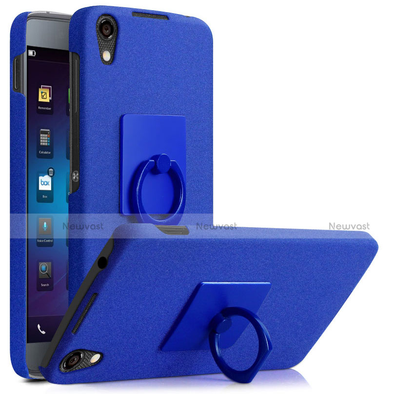 Hard Rigid Plastic Quicksand Cover with Finger Ring Stand for Blackberry DTEK50 Blue