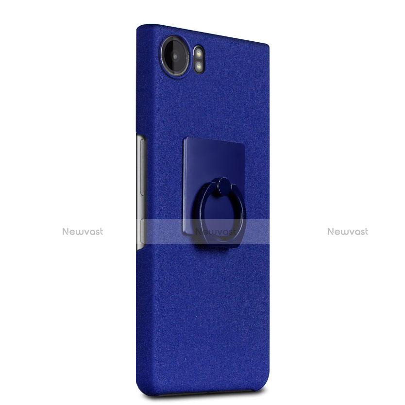 Hard Rigid Plastic Quicksand Cover with Finger Ring Stand for Blackberry KEYone Blue