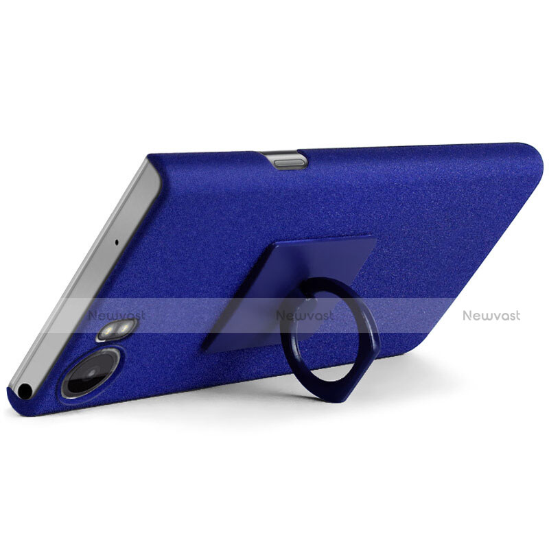 Hard Rigid Plastic Quicksand Cover with Finger Ring Stand for Blackberry KEYone Blue