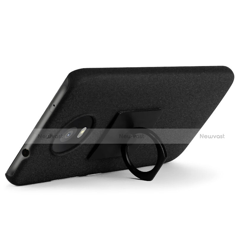 Hard Rigid Plastic Quicksand Cover with Finger Ring Stand for Motorola Moto G5S Black
