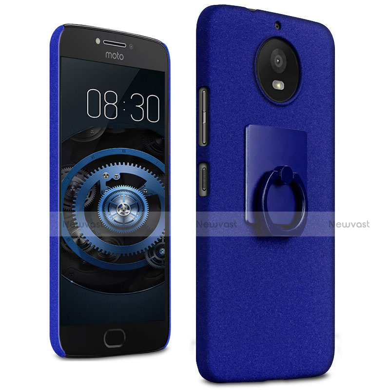 Hard Rigid Plastic Quicksand Cover with Finger Ring Stand for Motorola Moto G5S Blue