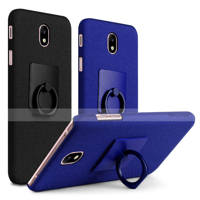 Hard Rigid Plastic Quicksand Cover with Finger Ring Stand for Samsung Galaxy J7 Pro
