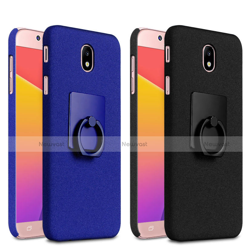 Hard Rigid Plastic Quicksand Cover with Finger Ring Stand for Samsung Galaxy J7 Pro