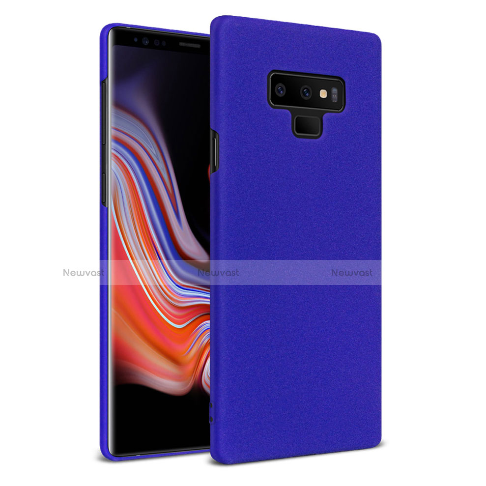 Hard Rigid Plastic Quicksand Cover with Finger Ring Stand for Samsung Galaxy Note 9 Blue