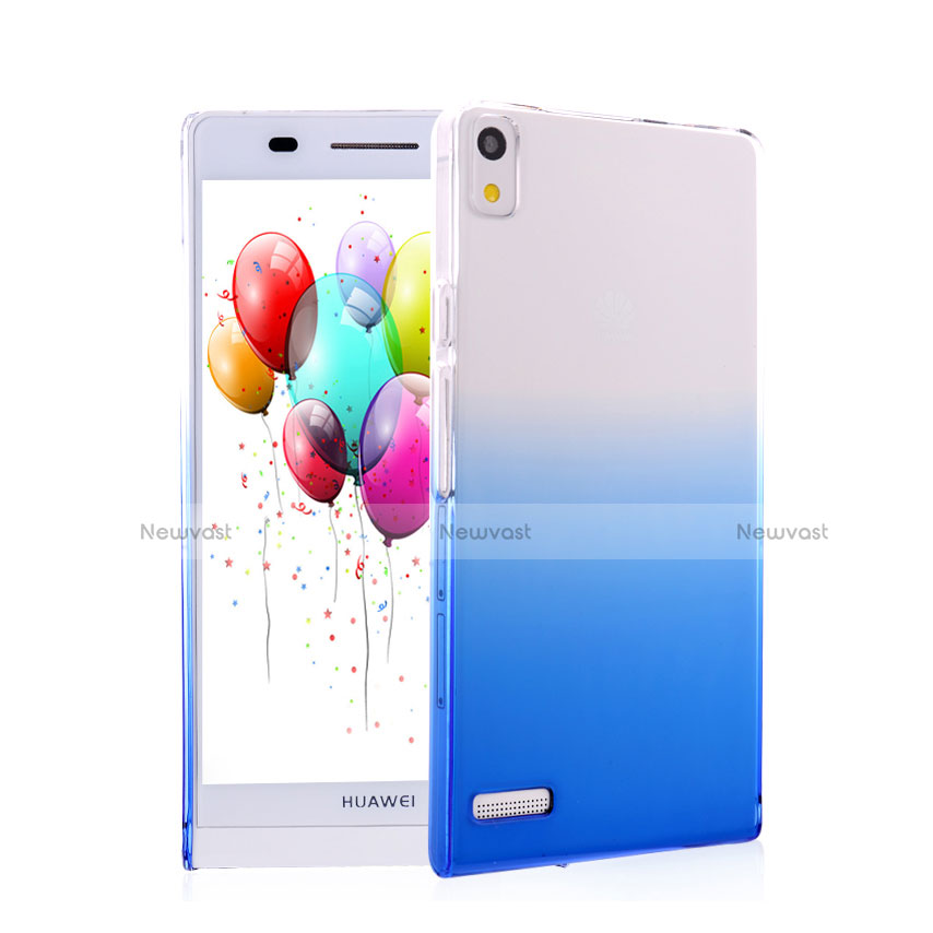 Hard Rigid Transparent Gradient Cover for Huawei Ascend P6 Blue