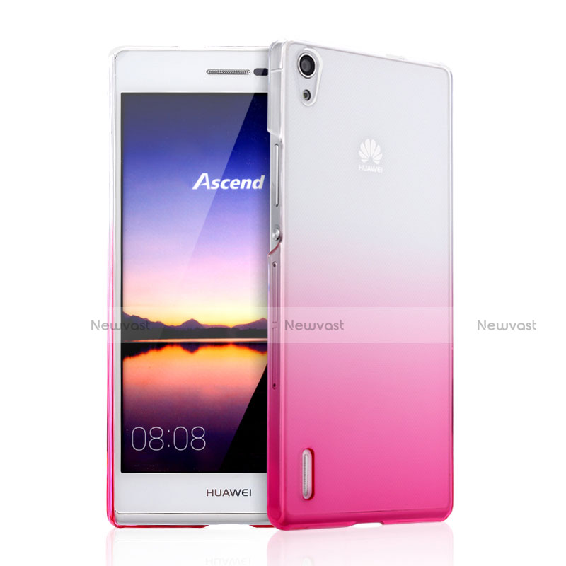 Hard Rigid Transparent Gradient Cover for Huawei Ascend P7 Pink