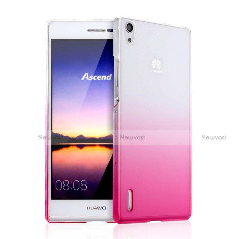 Hard Rigid Transparent Gradient Cover for Huawei P7 Dual SIM Pink