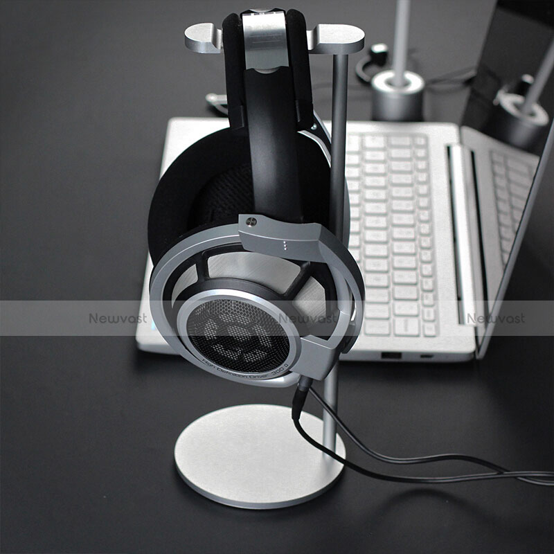 Headphone Display Stand Holder Rack Earphone Headset Hanger Universal H01 Silver
