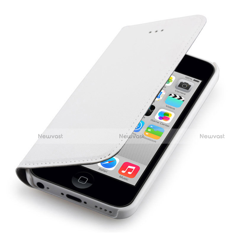 Leather Case Flip Cover for Apple iPhone 5C White