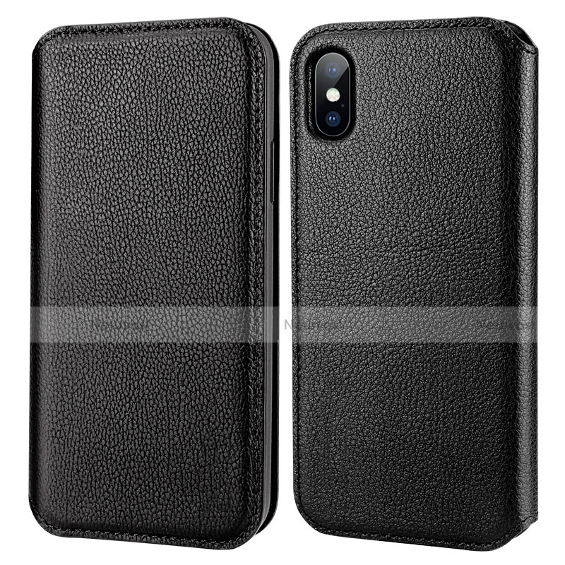 Leather Case Flip Cover for Apple iPhone Xs Max Black