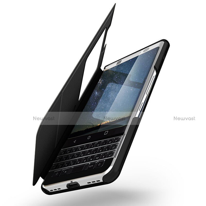 Leather Case Flip Cover for Blackberry KEYone Black