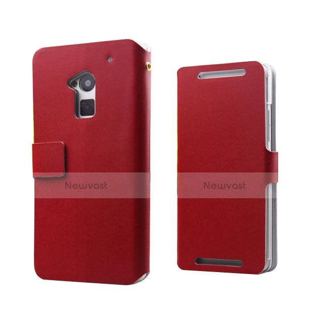 Leather Case Flip Cover for HTC One Max Red