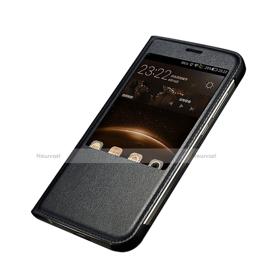 Leather Case Flip Cover for Huawei G7 Plus Black