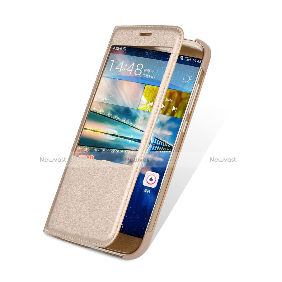 Leather Case Flip Cover for Huawei G7 Plus Gold