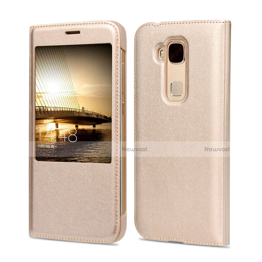 Leather Case Flip Cover for Huawei G8 Gold