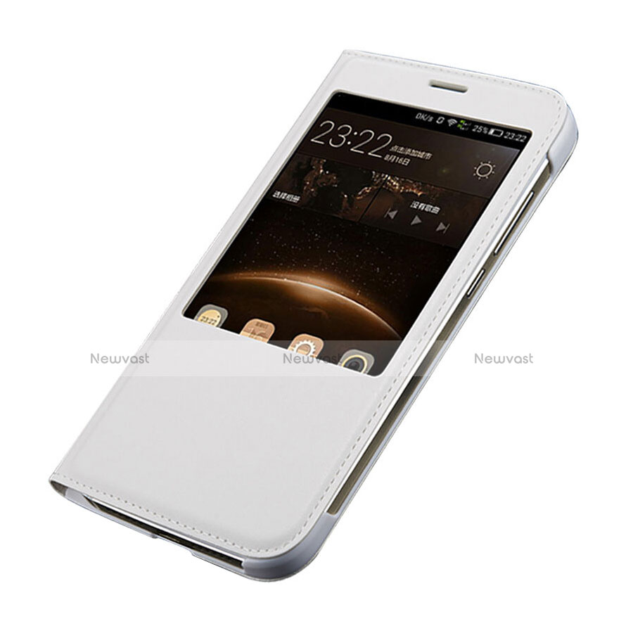 Leather Case Flip Cover for Huawei G8 White