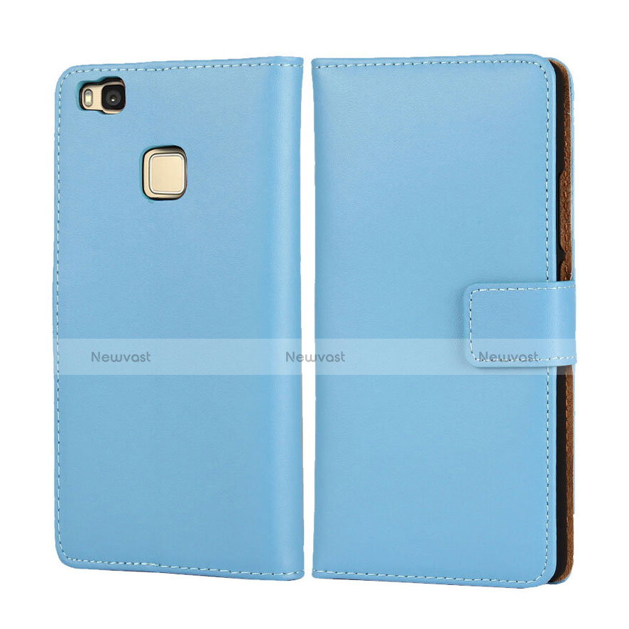 Leather Case Flip Cover for Huawei G9 Lite Sky Blue