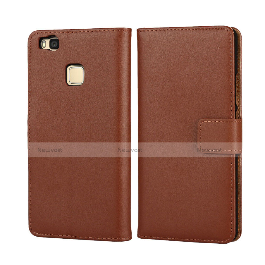 Leather Case Flip Cover for Huawei P9 Lite Brown