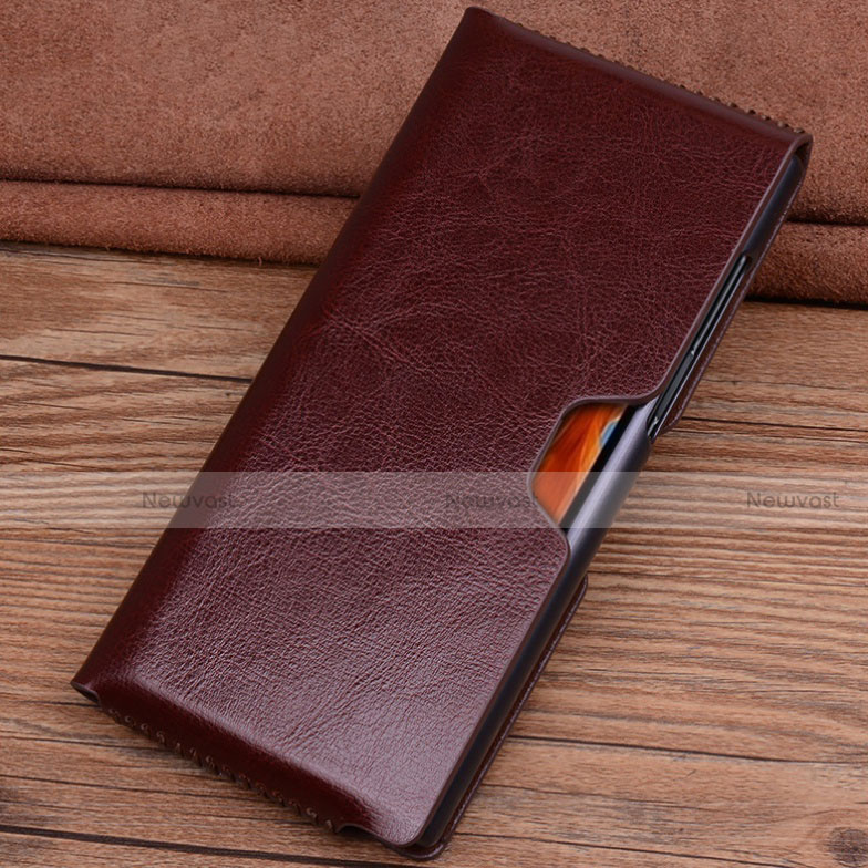 Leather Case Flip Cover T04 Holder for Huawei Mate Xs 5G Brown