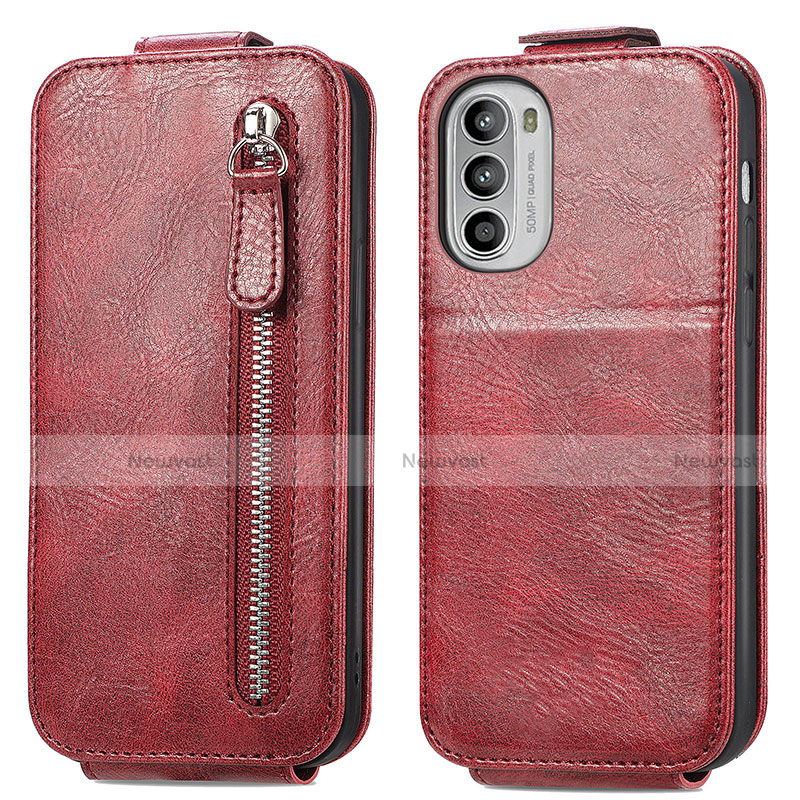 Leather Case Flip Cover Vertical for Motorola MOTO G52 Red