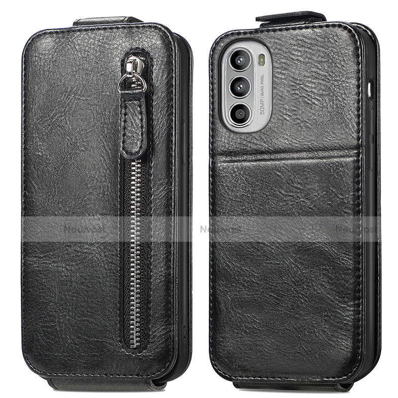 Leather Case Flip Cover Vertical for Motorola Moto G52j 5G Black