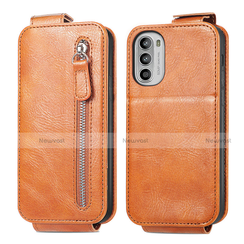 Leather Case Flip Cover Vertical for Motorola Moto G82 5G Brown