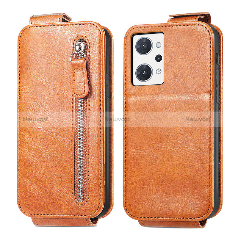 Leather Case Flip Cover Vertical for Oppo Reno7 A Brown